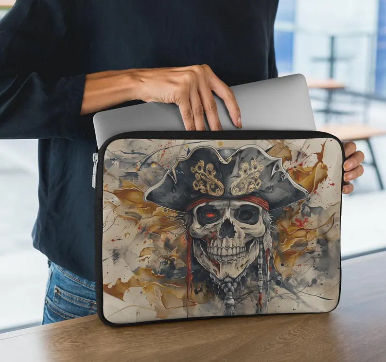 Pirate Skull and Tricorn Laptop Case